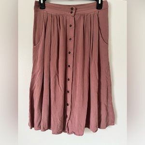 Blush Pink Forever 21 Midi Skirt with Pockets